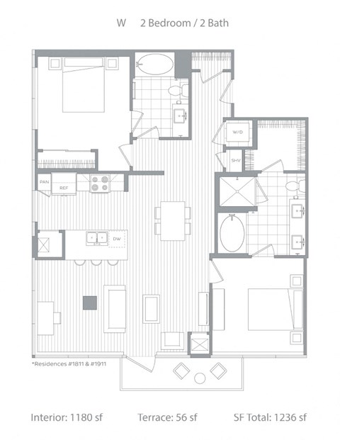 W 2 bedroom 2 bath at Stanza Little Italy, California
